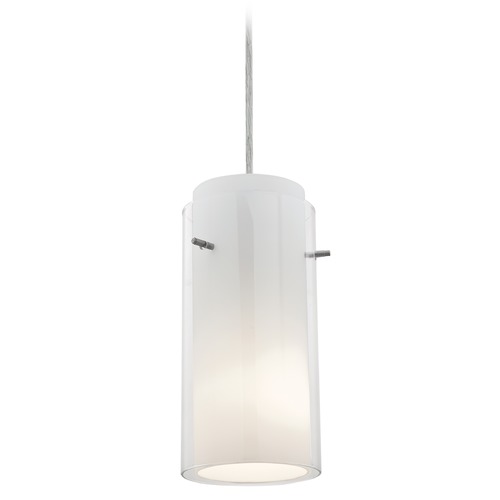Access Lighting Glass`n Glass Cylinder Brushed Steel LED Mini Pendant by Access Lighting 28033-3C-BS/CLOP