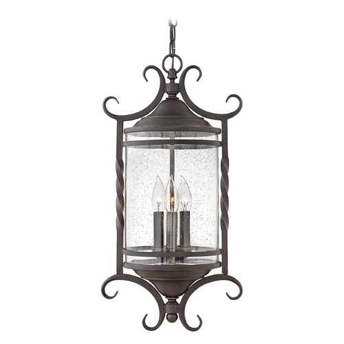 Hinkley Traditional Seeded Glass Black Outdoor Hanging Light by Hinkley 1147OL-CL