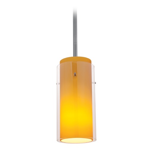 Access Lighting Glass`n Glass Cylinder Brushed Steel Mini Pendant by Access Lighting 28033-3R-BS/CLAM