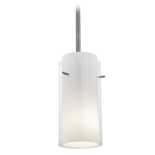 Access Lighting Glass`n Glass Cylinder Brushed Steel Mini Pendant by Access Lighting 28033-3R-BS/CLOP