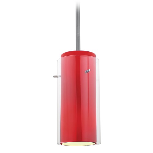 Access Lighting Glass`n Glass Cylinder Brushed Steel Mini Pendant by Access Lighting 28033-3R-BS/CLRD