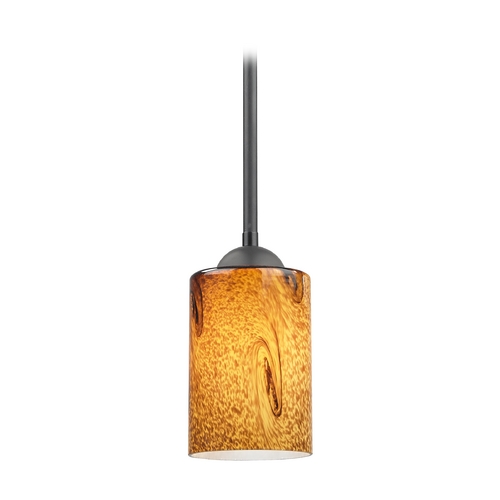 Design Classics Lighting Modern Mini-Pendant Light with Brown Art Glass 581-07  GL1001C
