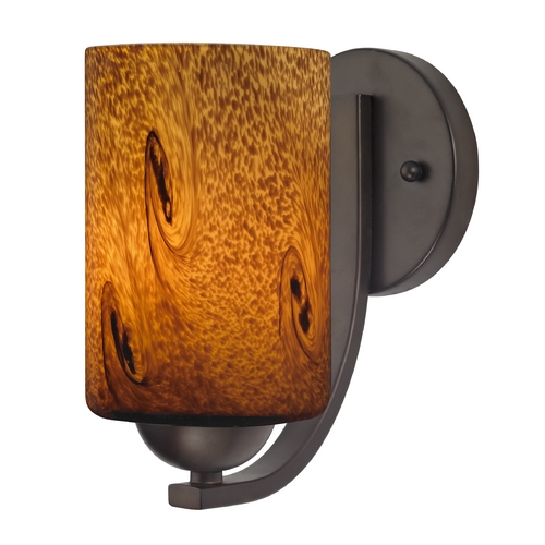 Design Classics Lighting Sconce with Brown Art Glass in Bronze Finish 585-220 GL1001C