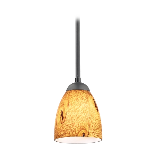 Design Classics Lighting Modern Mini-Pendant Light with Brown Art Glass 581-07  GL1001MB