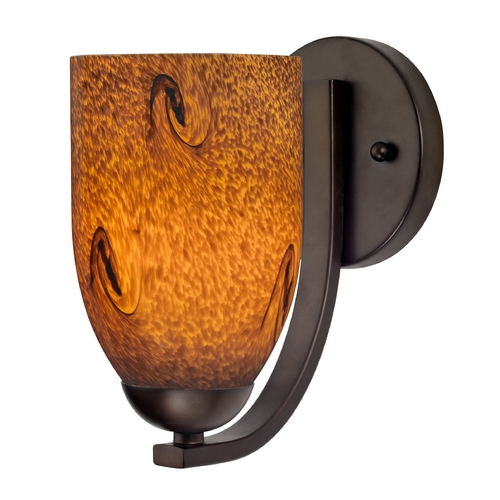 Design Classics Lighting Sconce with Brown Art Glass in Bronze Finish 585-220 GL1001D