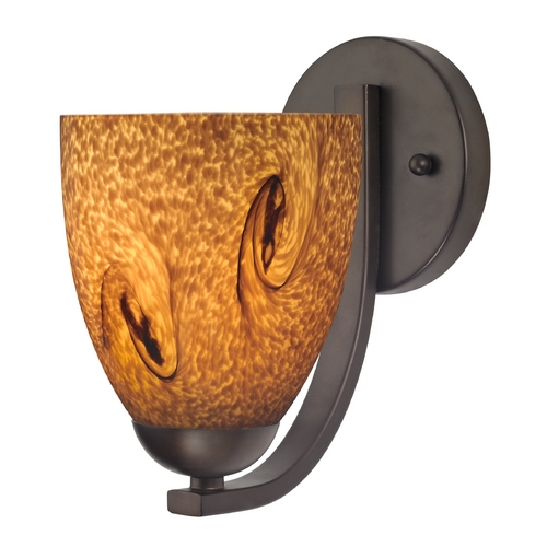 Design Classics Lighting Sconce with Brown Art Glass in Bronze Finish 585-220 GL1001MB
