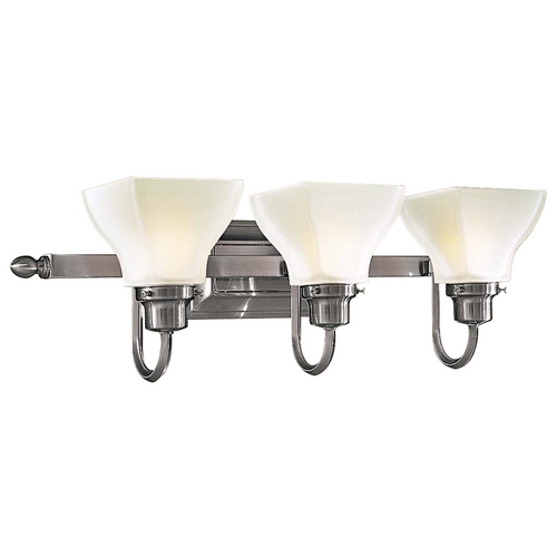 Minka Lavery Bathroom Light with White Glass in Brushed Nickel by Minka Lavery 5583-84
