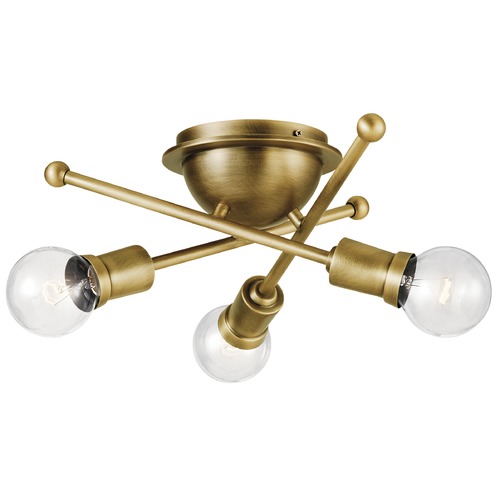 Kichler Lighting Armstrong Flush Mount Light in Natural Brass by Kichler Lighting 43196NBR