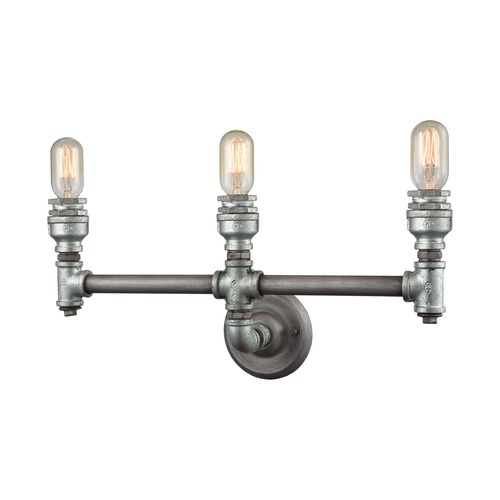 Elk Lighting Industrial Bathroom Light Weathered Zinc Cast Iron Pipe by Elk Lighting 10684/3