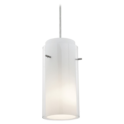 Access Lighting Modern Mini Pendant with White Glass by Access Lighting 28033-1C-BS/CLOP