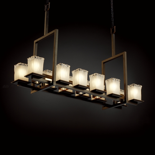 Justice Design Group Justice Design Group Veneto Luce Collection Dark Bronze Island Light with Rectangle Shade GLA-8619-26-WTFR-DBRZ