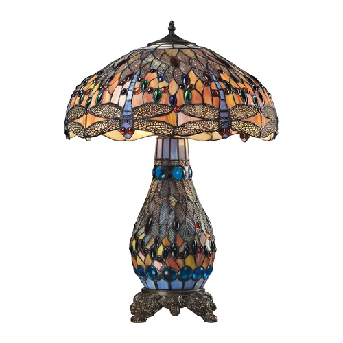 Elk Lighting Dimond Lighting Dragonfly Tiffany Bronze Table Lamp with Bowl / Dome Shade 72079-3