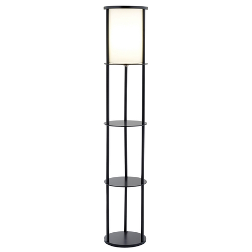 Adesso Home Lighting Modern Floor Lamp with White Shade in Black Finish 3117-01