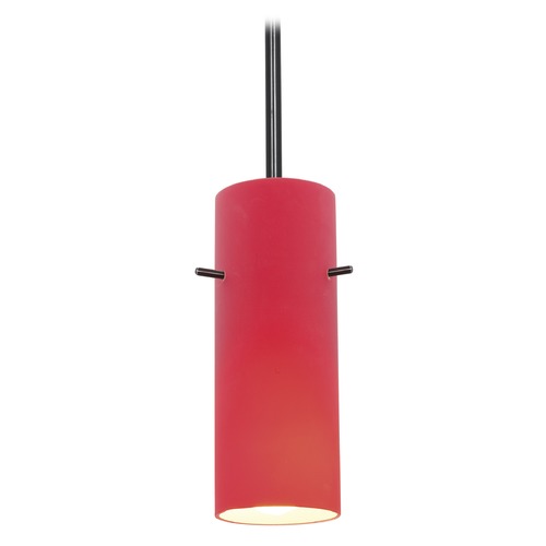Access Lighting Modern Mini Pendant with Red Glass by Access Lighting 28030-1R-ORB/RED