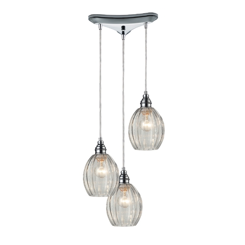 Elk Lighting Multi-Light Pendant Light with Clear Glass and 3-Lights 46017/3