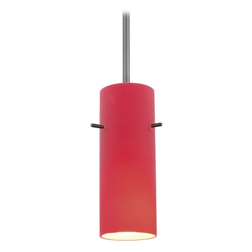 Access Lighting Modern Mini Pendant with Red Glass by Access Lighting 28030-1R-BS/RED