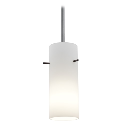 Access Lighting Modern Mini Pendant with White Glass by Access Lighting 28030-1R-BS/OPL