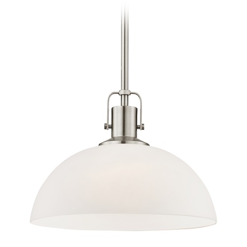 Design Classics Lighting Nautical Satin Nickel Pendant Light with White Glass 13-Inch Wide 1762-09 G1785-WH