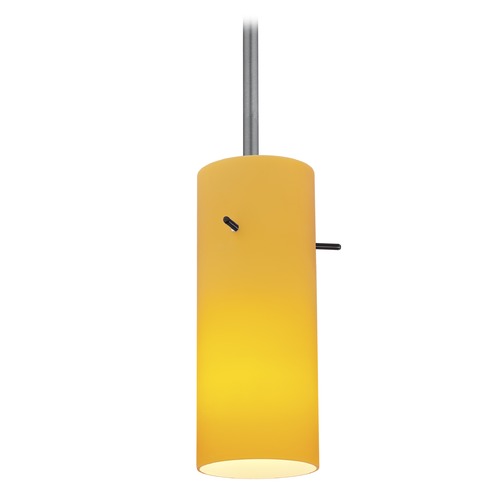 Access Lighting Modern Mini Pendant with Amber Glass by Access Lighting 28030-1R-BS/AMB