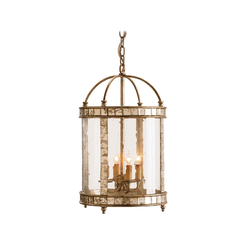 Currey and Company Lighting Pendant Light with Clear Glass in Harlow Silver Leaf Finish 9229