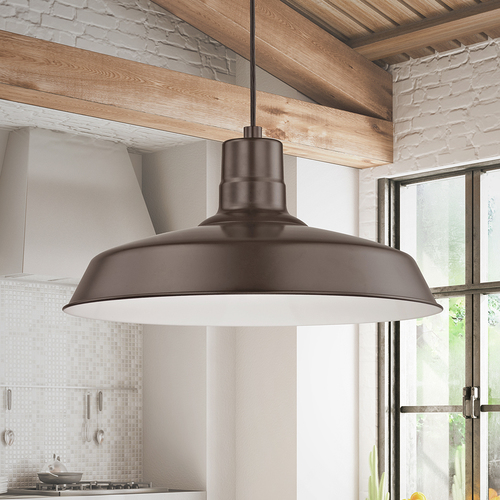 Recesso Lighting by Dolan Designs Bronze Cord Hung Pendant Barn Light with 16-Inch Shade BL-PEND16-BZ