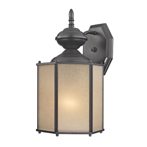 Design Classics Lighting Bronze Outdoor Wall Light with Amber Hexagon Glass 344 BZ