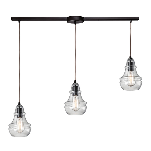Elk Lighting Multi-Light Pendant Light with Clear Glass and 3-Lights 60047-3L