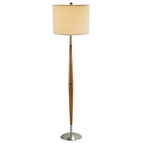 Adesso Home Lighting Modern Floor Lamp with White Shade in Dark Maple Finish 3341-13