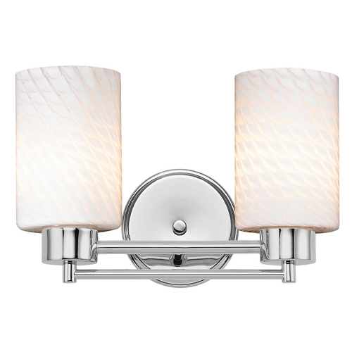 Design Classics Lighting Modern Bathroom Light with White Glass in Chrome Finish 702-26 GL1020C