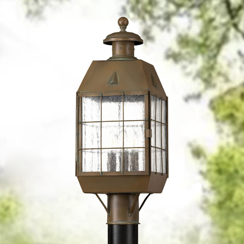 Hinkley Nantucket 3-Light Post Light in Aged Brass 2371AS