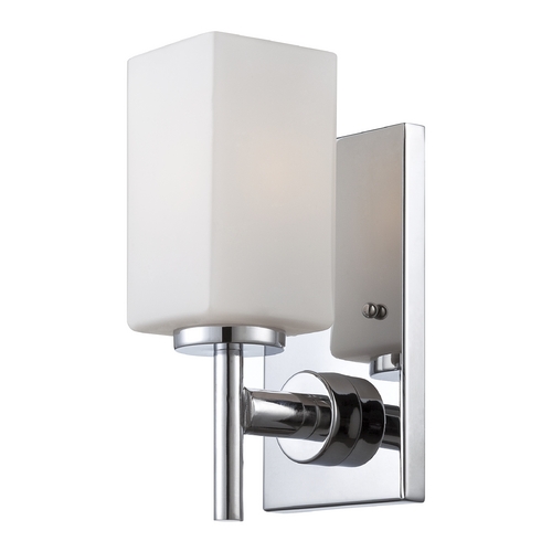 Designers Fountain Lighting Modern Sconce Wall Light with White Glass in Chrome Finish 6731-CH