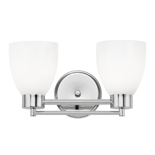 Design Classics Lighting Modern Bathroom Light with White Glass in Chrome Finish 702-26 GL1024MB