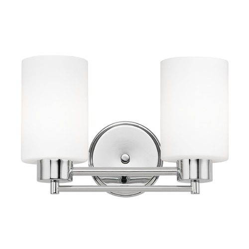 Design Classics Lighting Modern Bathroom Light with White Glass in Chrome Finish 702-26 GL1028C