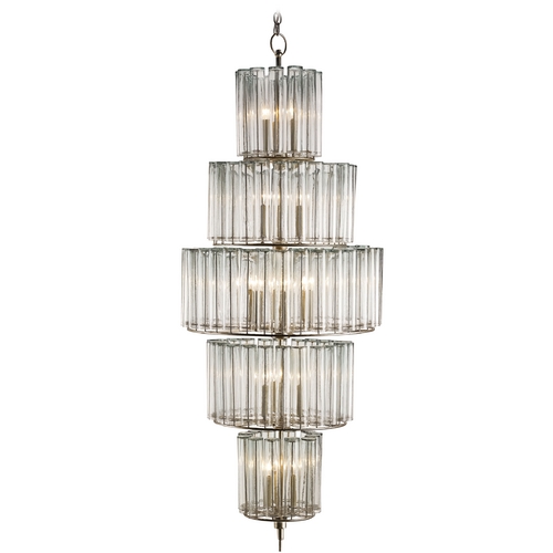 Currey and Company Lighting Currey and Company Lighting Silver Leaf Pendant Light with Drum Shade 9311