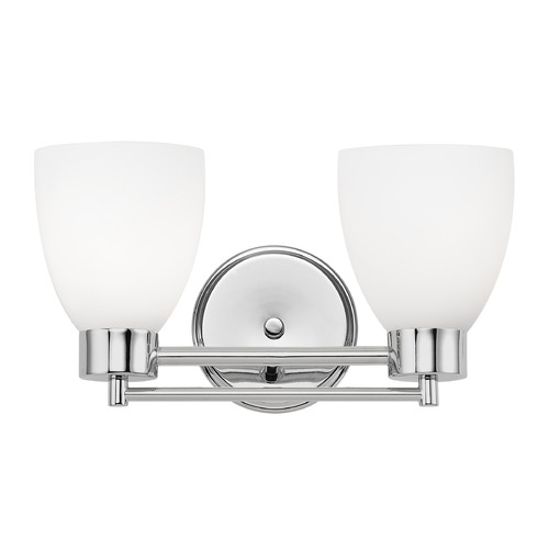 Design Classics Lighting Modern Bathroom Light with White Glass in Chrome Finish 702-26 GL1028MB