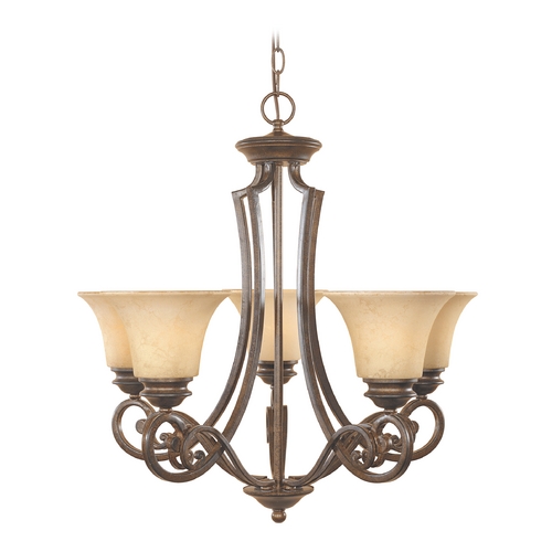 Designers Fountain Lighting Chandelier with Amber Glass in Forged Sienna Finish 81885-FSN