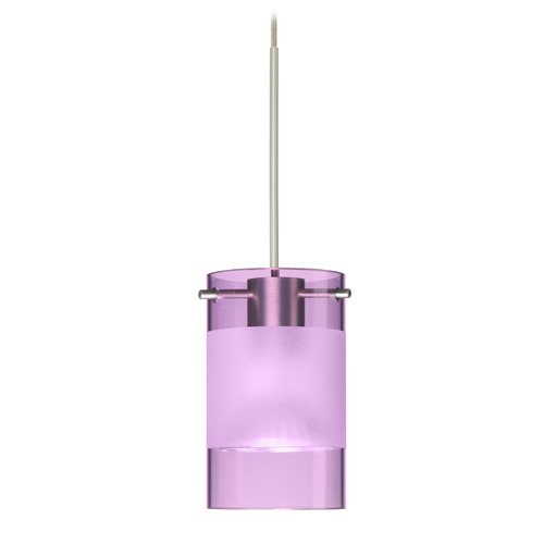 Besa Lighting Besa Lighting Scope Purple Frosted Glass Satin Nickel LED Mini-Pendant Light 1XT-6524EA-LED-SN