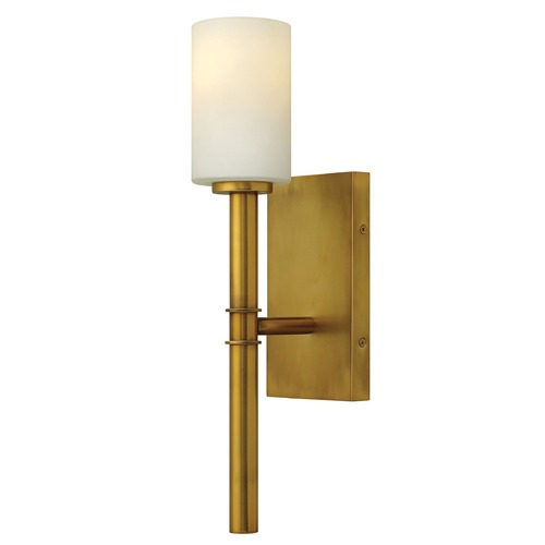 Hinkley Sconce Wall Light with White Glass in Vintage Brass Finish 3580VS