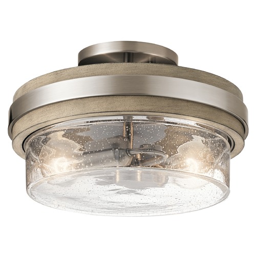 Kichler Lighting Seeded Glass Semi-Flush Mount Light Pewter Grand Bank by Kichler Lighting 44100CLP