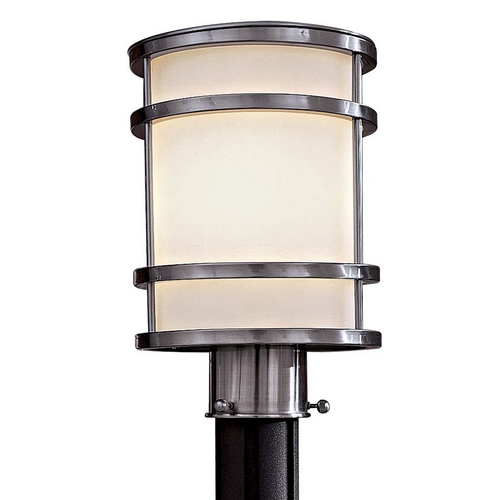 Minka Lavery Modern Post Light with White Glass in Stainless Steel by Minka Lavery 9806-144