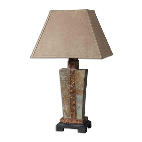 Uttermost Lighting Table Lamp in Handcarved Slate / Hammered Copper Finish 26322-1
