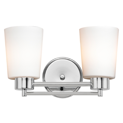 Design Classics Lighting Modern Bathroom Light with White Glass in Chrome Finish 702-26 GL1027