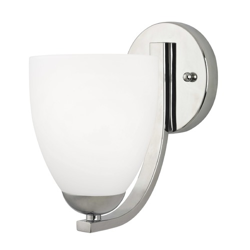 Design Classics Lighting Polished Chrome Wall Sconce with Satin White Bell Glass 585-26 GL1028MB