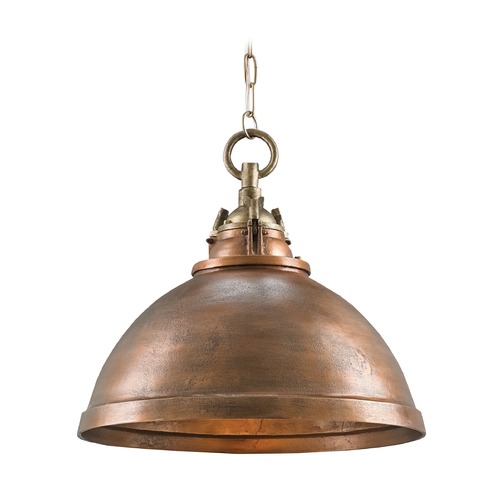 Currey and Company Lighting Farmhouse Pendant Light Copper/Antique Brass Admiral by Currey and Company Lighting 9857