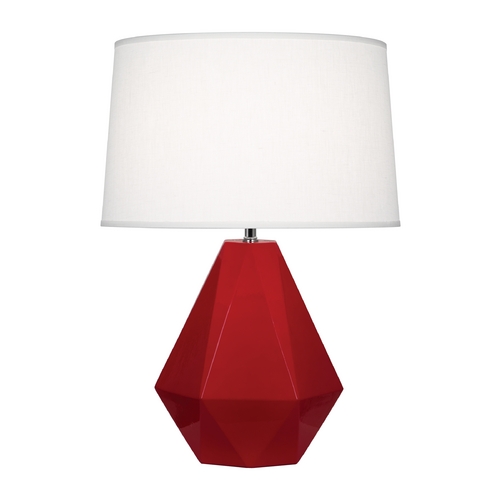 Robert Abbey Lighting Delta Table Lamp Ruby Red & Polished Nickel by Robert Abbey RR930