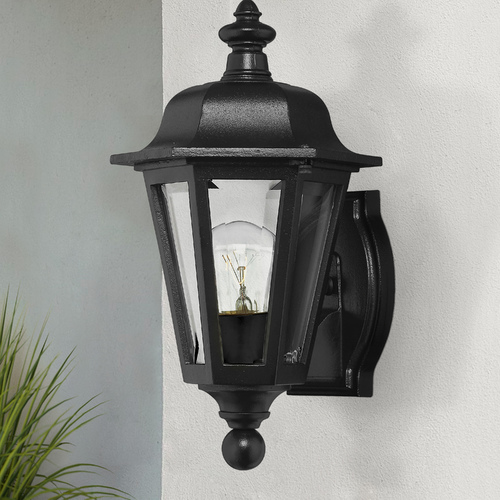 Hinkley Outdoor Wall Light with Clear Glass in Black Finish 1819BK