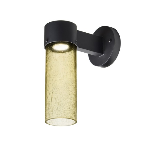 Besa Lighting Gold Seeded LED Outdoor Wall Light Black Juni by Besa Lighting JUNI10GD-WALL-LED-BK