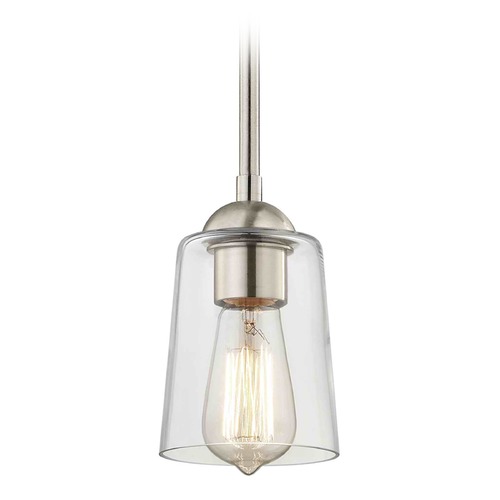 Design Classics Lighting Satin Nickel Mini-Pendant Light with Cone Shade 581-09 GL1027-CLR