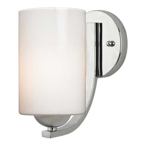 Design Classics Lighting Modern Chrome Wall Sconce with Opal White Cylinder Glass 585-26 GL1024C