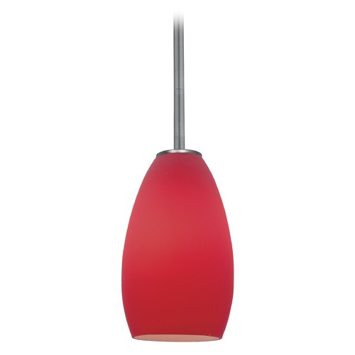 Access Lighting Modern Mini Pendant with Red Glass by Access Lighting 28012-1R-BS/RED